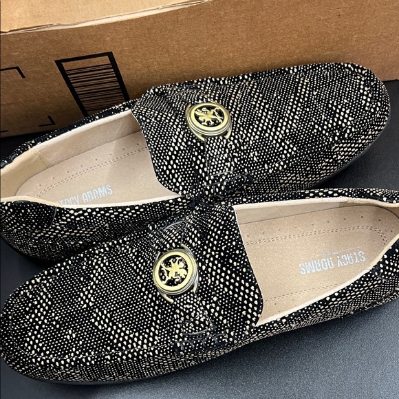 Men’s size 9 Stacy Adams Black and Tan Patterned loafer Shoes - Picture 1 of 4
